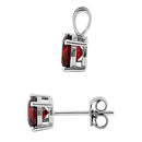 Sterling Silver Garnet CZ Set