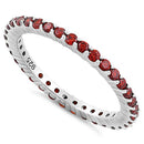 Sterling Silver Garnet Eternity CZ Ring