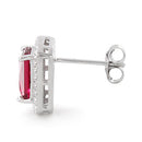 Sterling Silver Garnet Topaz Rectangular CZ Earrings