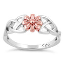 Sterling Silver Gold Two Tone Celtic Daisy Rose Ring