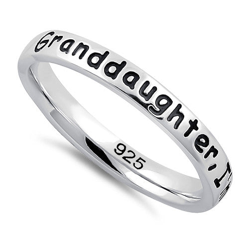 Sterling Silver "Granddaughter, I'm so glad you're mine" Ring