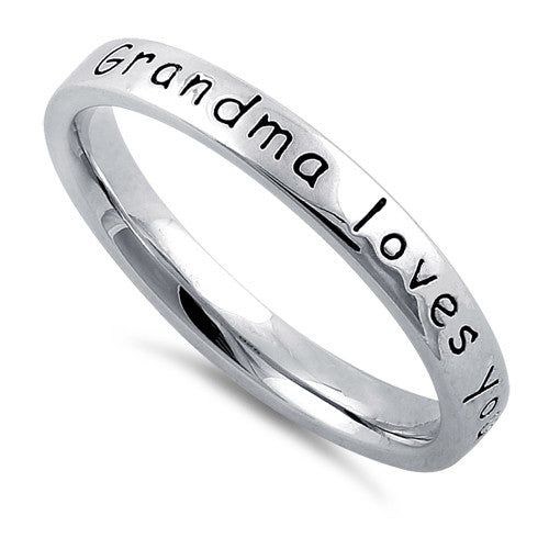 Sterling Silver "Grandma Loves You With All Her Heart" Ring
