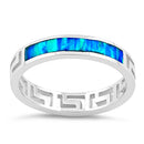 Sterling Silver Greek Blue Lab Opal Band Ring