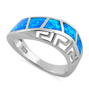 Sterling Silver Greek Pattern Lab Opal Ring