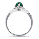 Sterling Silver Green Agate Eye Marcasite Ring