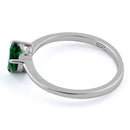 Sterling Silver Green Heart CZ Ring