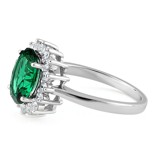 Sterling Silver Green Oval CZ Ring