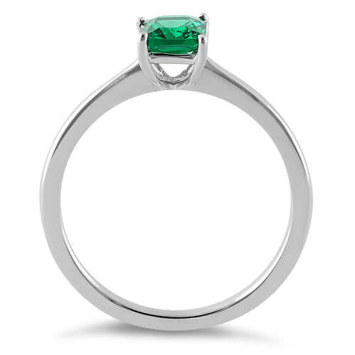 Sterling Silver Emerald Radiant Cut CZ Ring