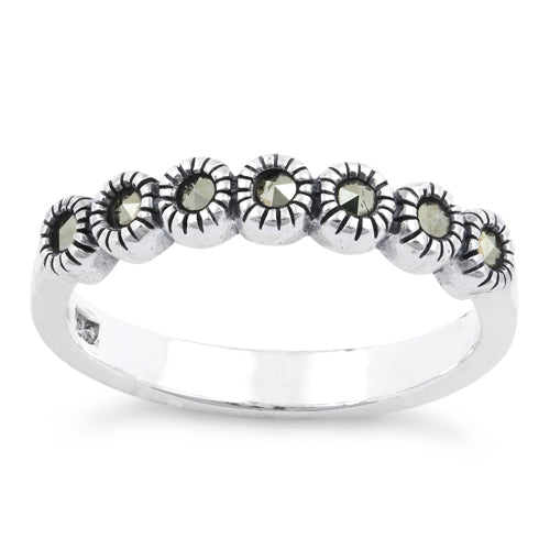 Sterling Silver Half Eternity Round Marcasite Ring