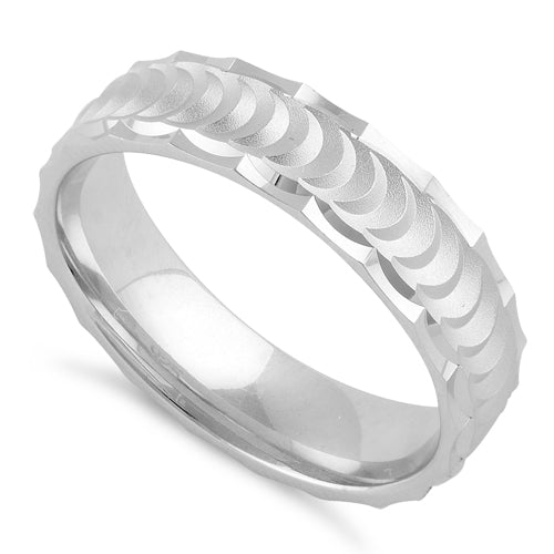 Sterling Silver Half Moon Wedding Band Ring