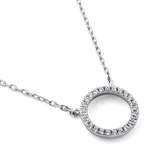 Sterling Silver Halo CZ Necklace