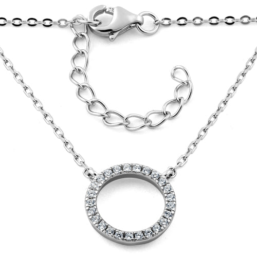 Sterling Silver Halo CZ Necklace