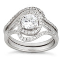 Sterling Silver Halo Round Pave CZ Set Ring