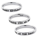 Sterling Silver "Happy Birthday! Wishing you all the best!" Ring