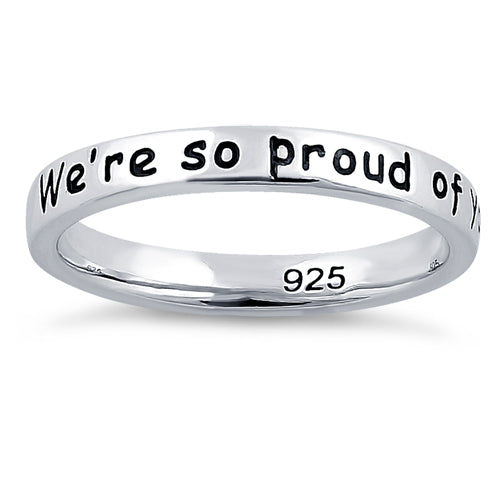 Sterling Silver "Happy Graduation! We're so proud of you!" Ring