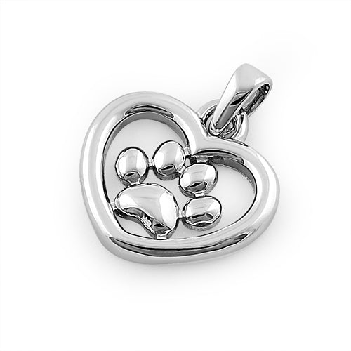 Sterling Silver Hear & Paw Pendant