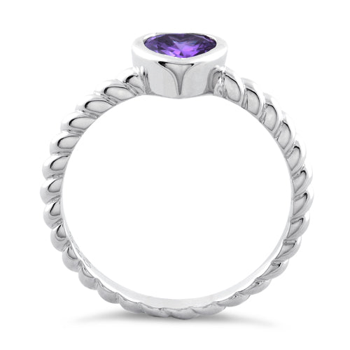 Sterling Silver Heart Amethyst CZ Ring