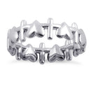 Sterling Silver Heart and Cross Eternity Ring