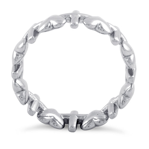 Sterling Silver Heart and Cross Eternity Ring