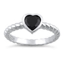 Sterling Silver Heart Black CZ Ring