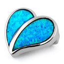 Sterling Silver Heart Blue Lab Opal Pendant