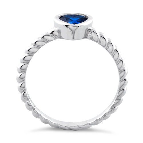 Sterling Silver Heart Blue Spinel CZ Ring