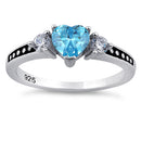 Sterling Silver Heart Blue Topaz CZ Ring