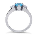 Sterling Silver Heart Blue Topaz CZ Ring