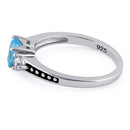 Sterling Silver Heart Blue Topaz CZ Ring
