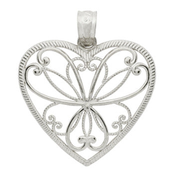 Sterling Silver Heart Butterfly Pendant