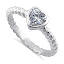 Sterling Silver Heart Clear CZ Ring