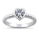 Sterling Silver Heart Clear CZ Ring