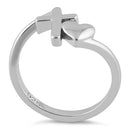 Sterling Silver Heart Cross Ring