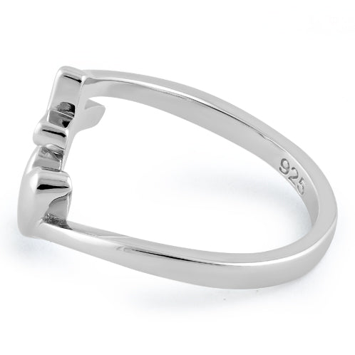 Sterling Silver Heart Cross Ring