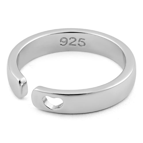 Sterling Silver Heart Cut Semi Band Ring