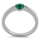 Sterling Silver Heart Emerald CZ Ring