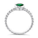 Sterling Silver Heart Emerald CZ Ring