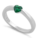 Sterling Silver Heart Emerald CZ Ring