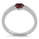 Sterling Silver Heart Garnet CZ Ring