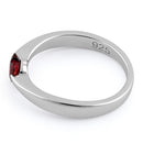Sterling Silver Heart Garnet CZ Ring