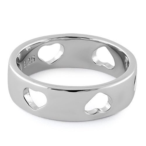 Sterling Silver Heart Pattern Eternity Ring