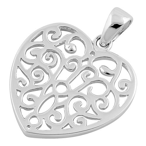 Sterling Silver Heart Pattern Pendant