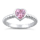 Sterling Silver Heart Pink CZ Ring
