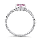 Sterling Silver Heart Pink CZ Ring