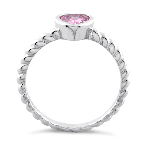 Sterling Silver Heart Pink CZ Ring