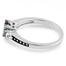 Sterling Silver Heart Rainbow Topaz CZ Ring