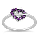 Sterling Silver Heart Shape Amethyst CZ Ring