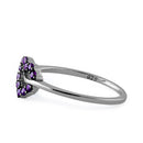 Sterling Silver Heart Shape Amethyst CZ Ring
