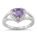 Sterling Silver Heart Shape Amethyst CZ Ring