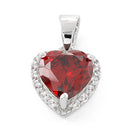 Sterling Silver Heart Shape Garnet CZ Pendant